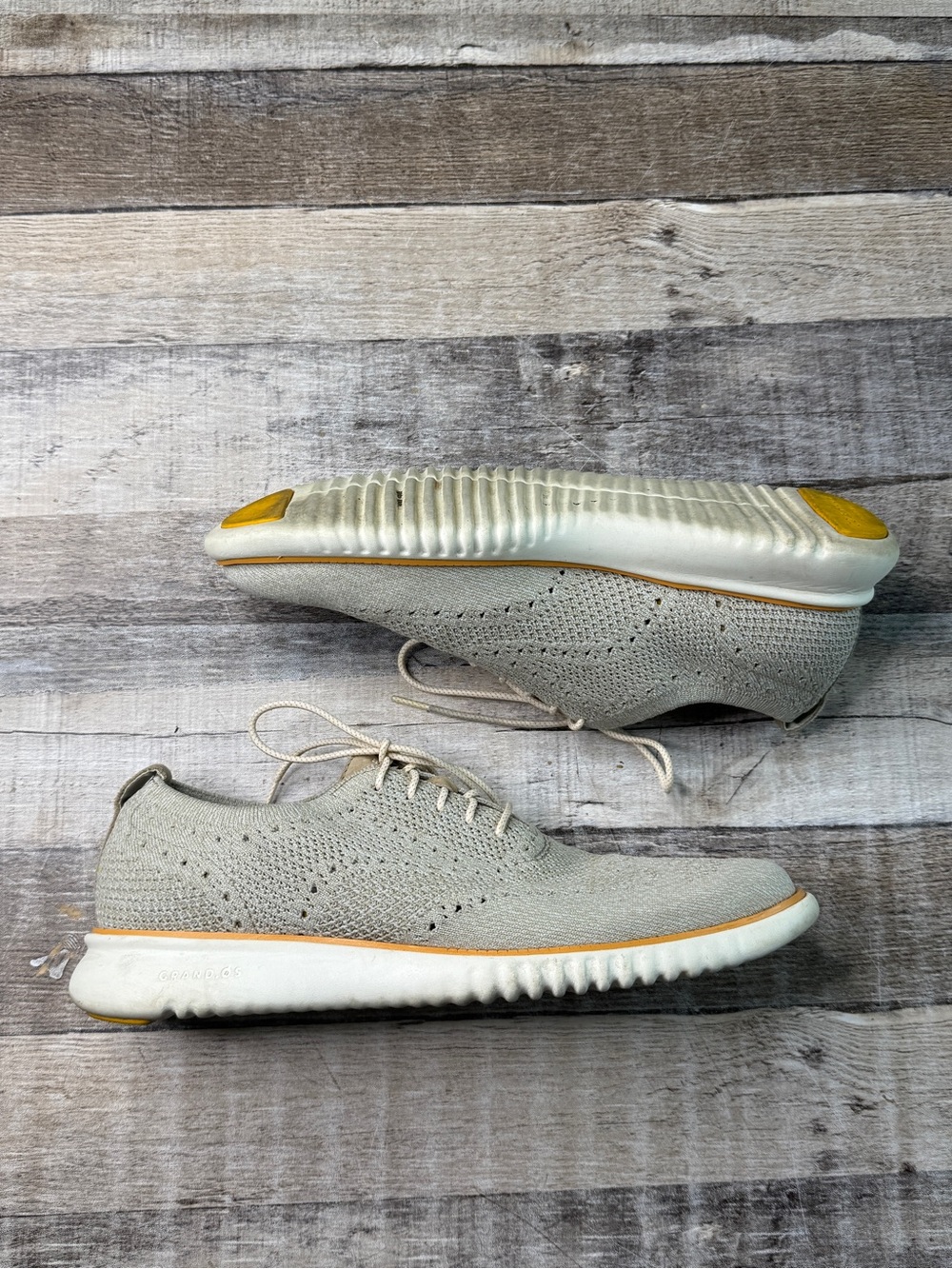Cole Haan Oxford 11 M Light Gray Knit Men's Casual Lace-Up Shoes